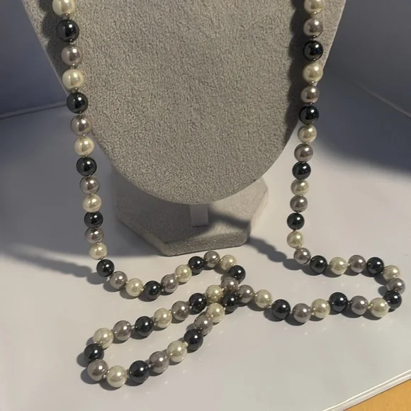 Park Lane white silver and black pearl necklace 23” - Picture 4 of 6